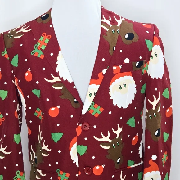 Opposuits Chistmas Christmas Santa Reindeer Suit Jacket Boys Size 12-14Y - Picture 2 of 8
